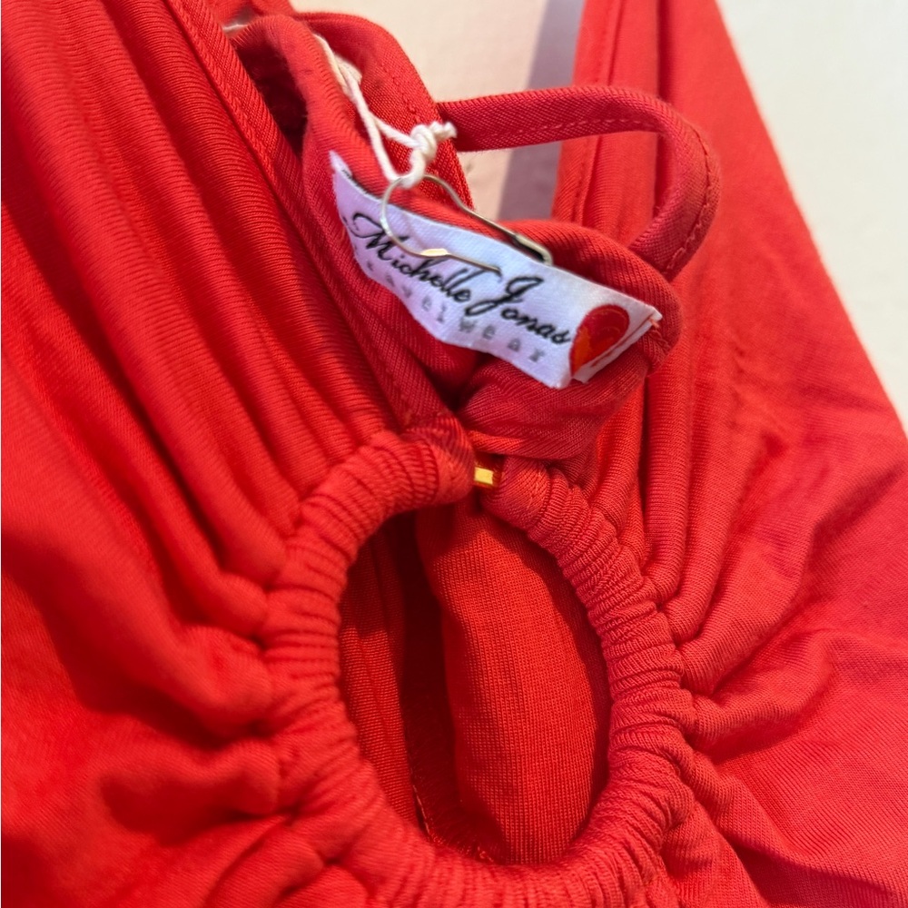 Michelle Jonas Keyhole O Ring halter Maxi Dress 
in Orange - Picture 5 of 11